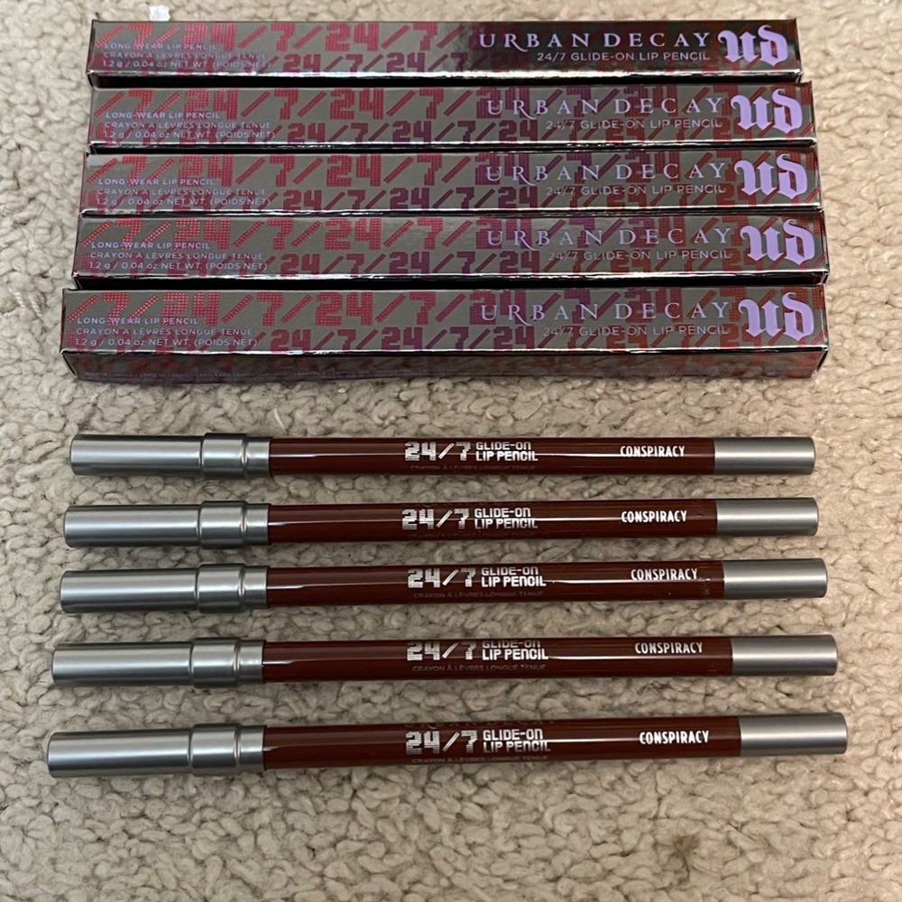 5 x UD Urban Decay 24/7 Glide-On Lip Pencil Lipliner Conspiracy NWOB